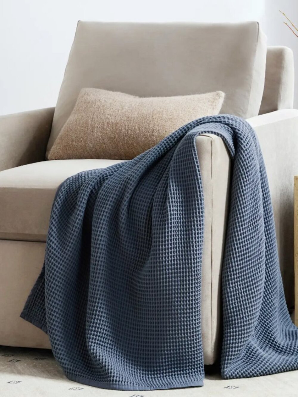 Quince Organic Cotton Waffle Throw Blanket Mineral 50 x 70